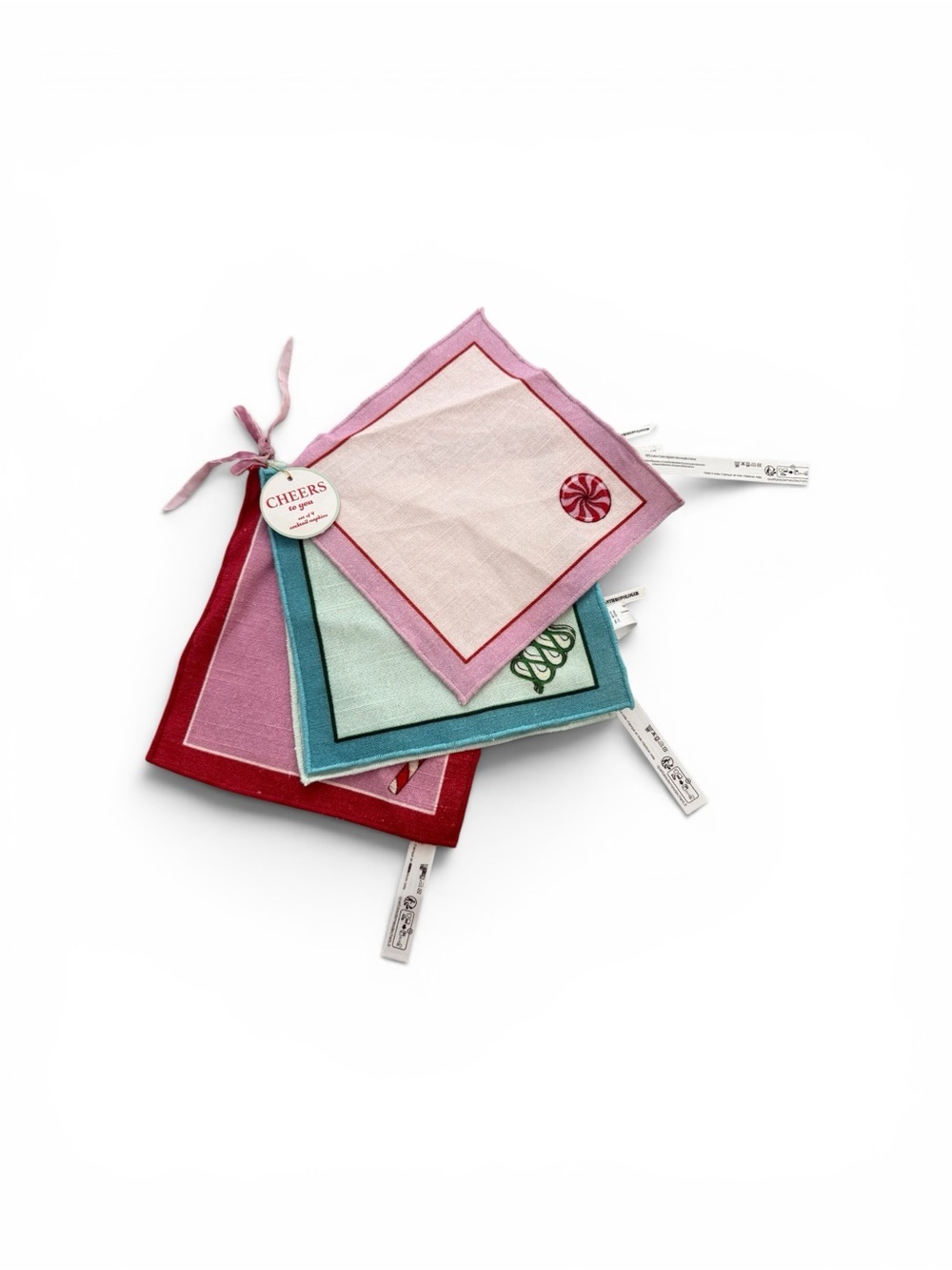 NWT Anthropologie Cocktail Napkins, Set of 4 Cotton, Candy Themed Christmas - Picture 2 of 2